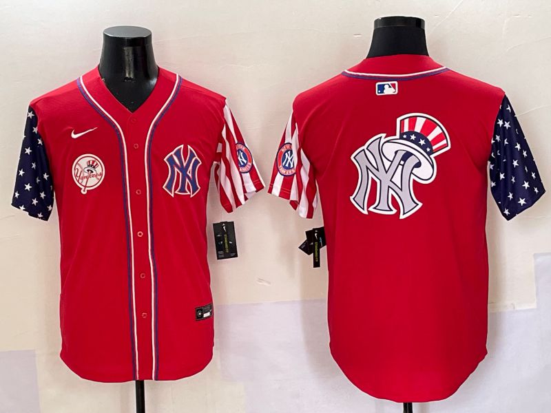 Men New York Yankees Blank Red a generation of national flags Jointly Name 2025 Nike MLB Jersey style 27